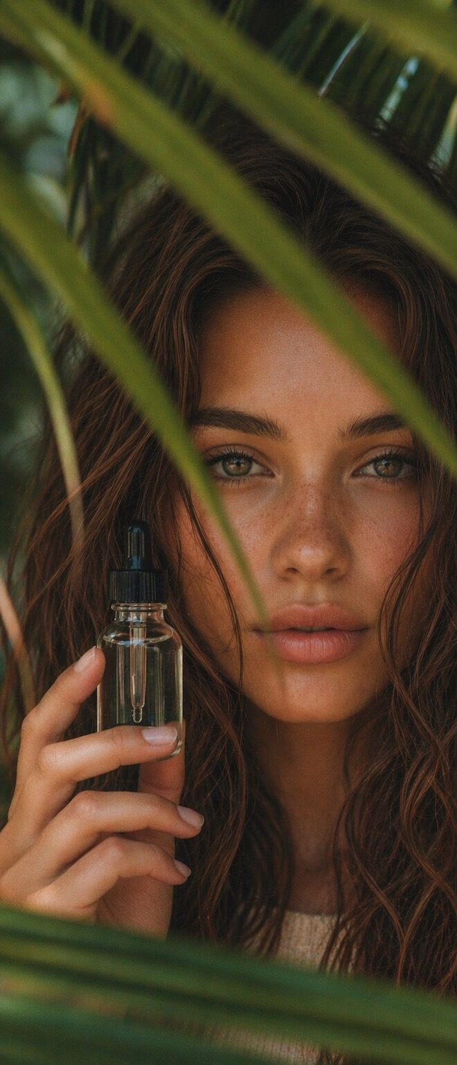 A model with luminous, glowing skin — The Gypsi botanical skincare